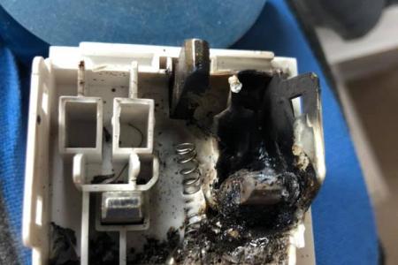 Melted plug found to be feeding a circuit board with multiple freezers